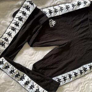 Kappa Black Track Pants with White Logo Tape